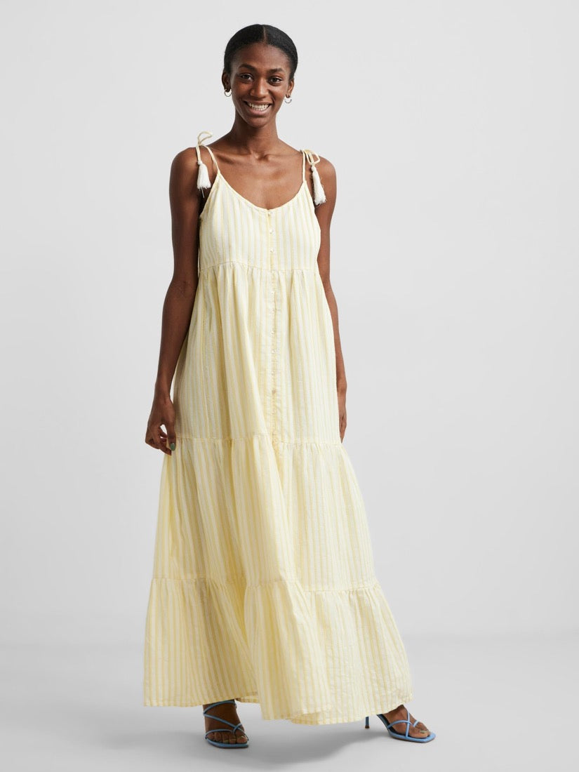 Yallo Strap Maxi Dress Eggnog Yallo Stripe Fox Feather